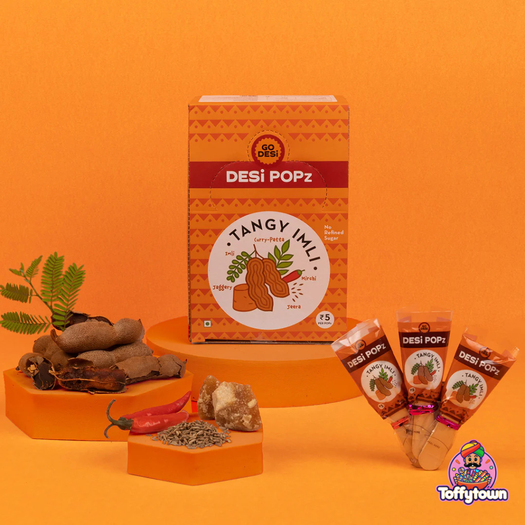 Tangy Imli + Spicy Lolipop | Pack of 5 | GoDesi Popz | Toffytown
